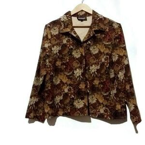 VTG Briggs Brown Floral Blazer Button-Down Large